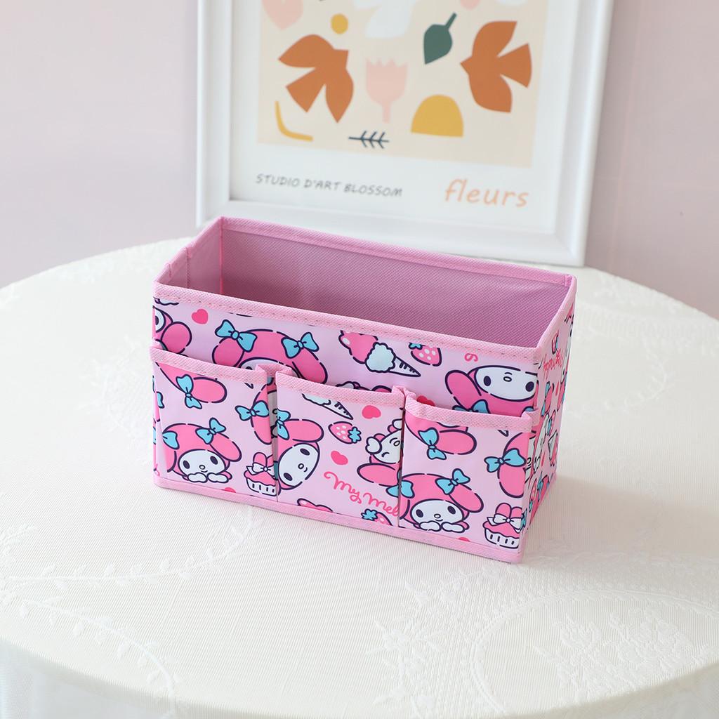 Hello Kitty Kuromi Cinnamoroll Melody Party Theme Foldable Multi Pocket Storage Box For Bedroom Or Desk Storage