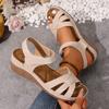 Women'S Wedge Sandals Stylish And Comfortable Lightweight With Straps Ergonomic Cork Wedge Sole Studded Sandal Flat Sandalias