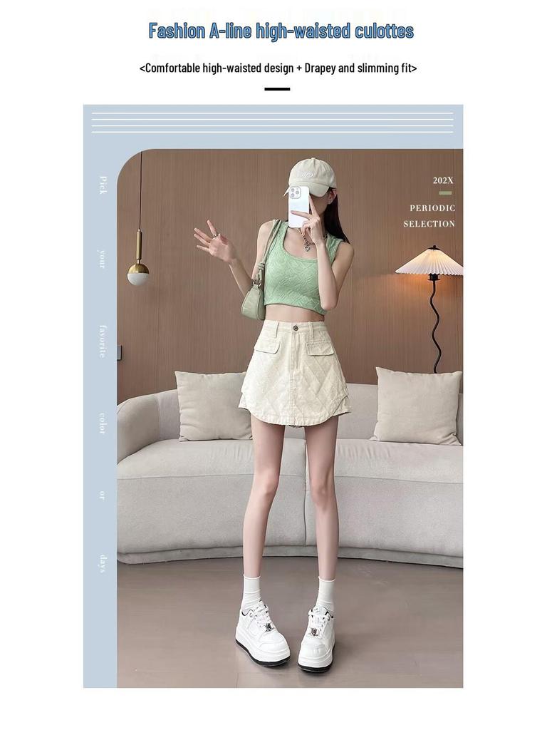 2025 Trendy High Waist White Denim A-line Bodycon Mini Skirt for Women