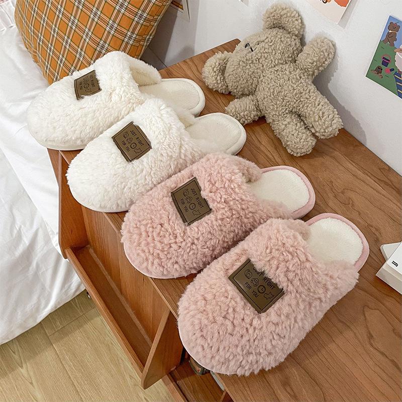 Warm Non-slip Cotton Slippers for Couples - Thick Sole, Indoor Autumn/Winter