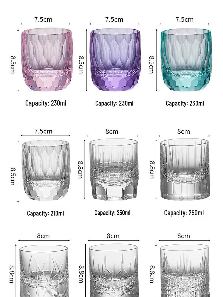 Handcarvat K9-kristallwhiskyglas - Lyxig Edo Kiriko Stjärnburst Design