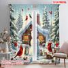 2pcs,2D Plane Printing Minimalist Curtains Christmas Snow and Animals Polyester Woven (without Rod) Home Decor Perfect for
