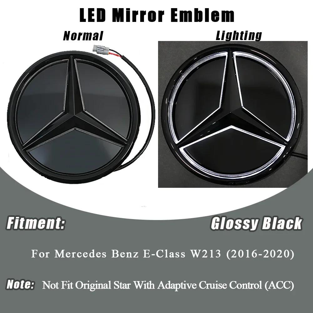 C200 E300 Chaud 2026 Nouveau Pour Benz Étoile Emblème Logo Grille Avant Miroir 3D Noir Brillant et Argent Chromé Pour Mercedes Benz Classe E