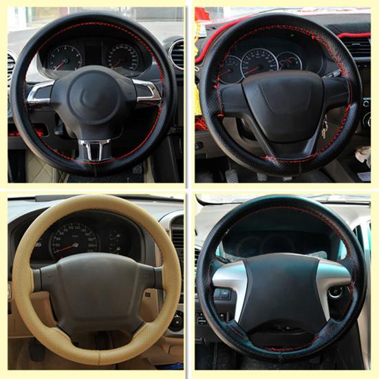 Leather Auto Steering Soft Anti-slip Wheel Cover Protect Car Sleeve