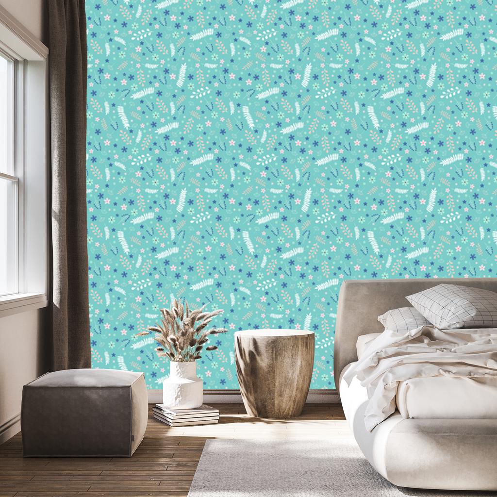 Colorful Leaves and Flowers Wallpaper for Living Room and Bedroom 50x1000