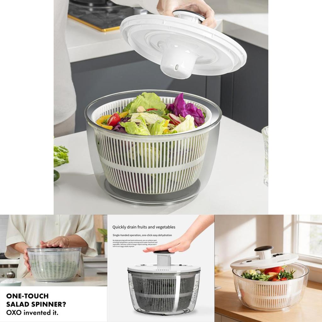 Multi Function Salad Spinner Basket With Manual Rotation For Fresh Fruit And Vegetable Washing