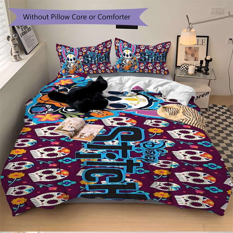 3Pcs Day Dead Celebration Bedding Set Soft Fabric Duvet Cover Pillowcases Home Xmas Halloween Gift 1 Duvet Cover 2 Pillowcase S1138