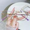 New Cat Eye Diamond Metal Glasses Frame Fashionable Anti Blue Light Optical Myopia Frames Elegant Flat Glasses