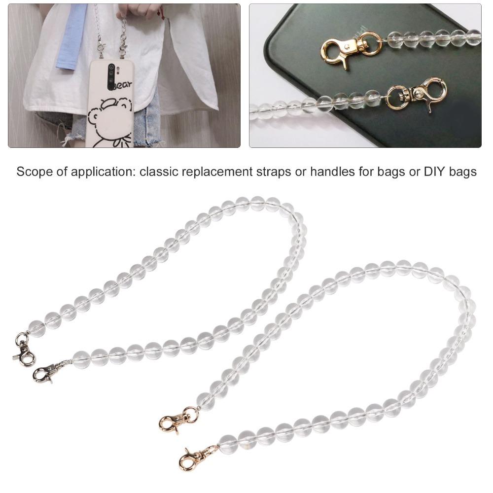 2pcs Transparent Bag Strap Metal Chain Purse Strap Bead Assortments Purse Chain Handbag Accessories