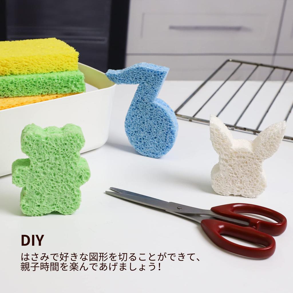 Set of 12 Kitchen Absorbent Compressed Cellulose Essential for Kitchen High X 7 X 2 Cm Soaking In (6 Colors) Sponges, Sponges, Sponges, Dishwashing,