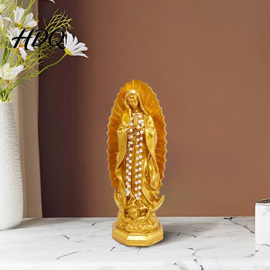 Handmade Retro Figurine Our Lady of Guadalupe Religious Statue Virgin Mary Figurine Resin Sculpture Small Statue for Entryway Inspirational