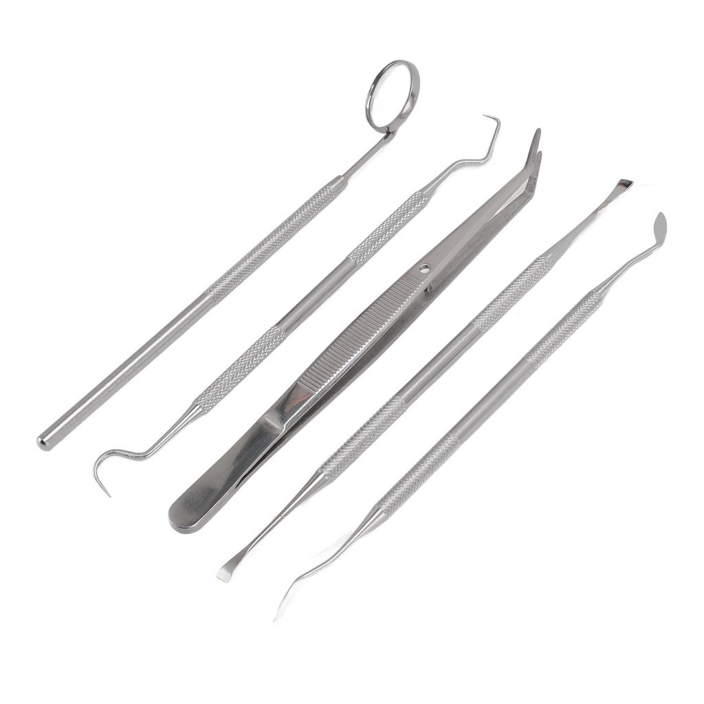 5pcs Dental Tools Pick Hygiene Set Plaque Remover Stainless Steel Tooth Scraper Teeth Cleaning Tools with Oral Mirror