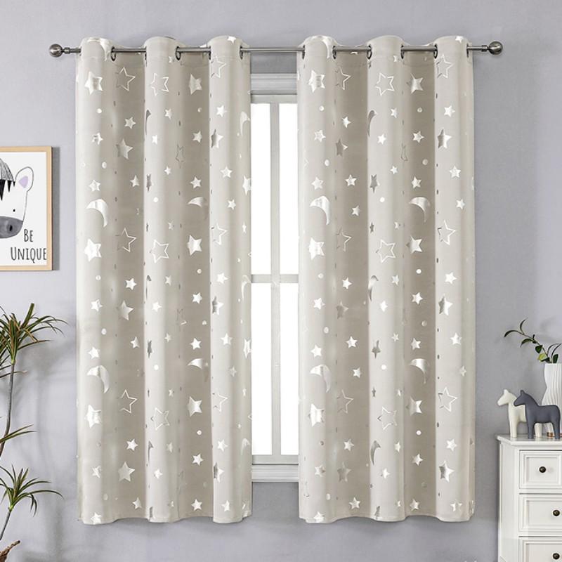 1pc Star and Moon Blackout Curtains, Modern Light-Filtering Drapes with Gilding Technology, Thermal Insulating, Protective, Darkening for Living Room