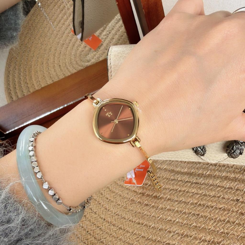 Watch Femininity Watch Retro Light Luxury Fashion Simple Small Bracelet Caramel Color Women'S Watch Retro Quartz Watch