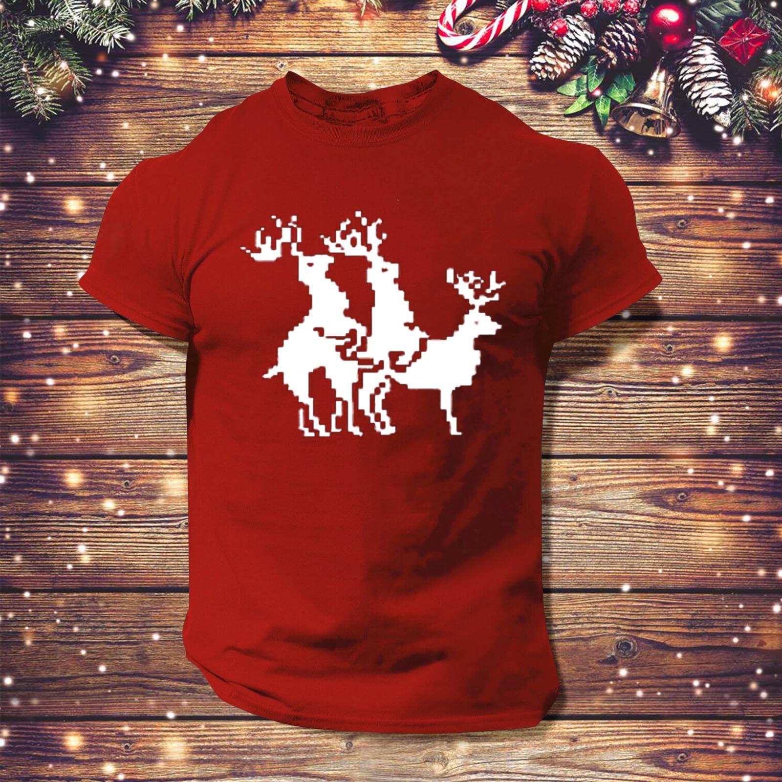 

Мужская футболка с рождественским принтом, круглый вырез, короткий рукав M красный