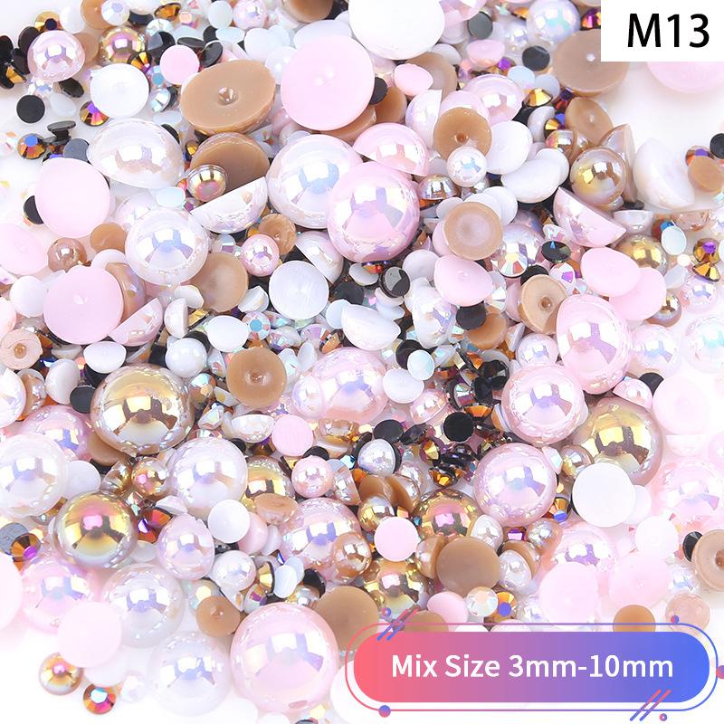 Yantuo 1000g Mixed Packaging Flat Back Pearls Resin Rhinestone Jelly Rhinestones Bulk Abs Loose Pearl for DIY Decoration