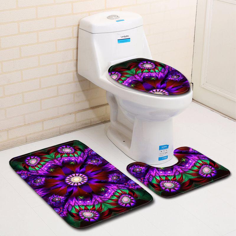 3D Printed Bathroom Toilet Three-Piece Floor Mat Door Mat Bathroom Carpet