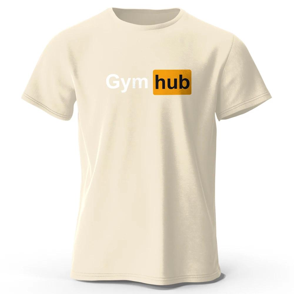Gym Hub Bedrucktes T-Shirt 100% Baumwolle Oversized Lustige Grafik-T-Shirts für Sommer-Tops