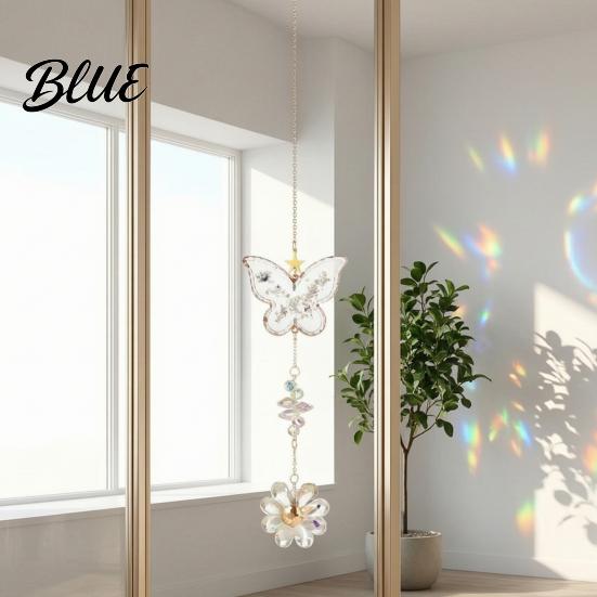 Balcony Decoration Ornament Butterfly Faux Crystals Suncatcher with Hook Hanging Sun Catcher for Windows Sparkling Wind Outdoor Courtyard