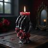 Relief Rose Skeleton Hand Silicone Candle Mold 3D Spooky Hold Skull Plaster Resin Mold DIY Handmade Halloween Gothic Decor Craft