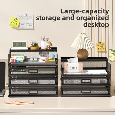 Multi-layer Storage Thickened Moisture-proof Large-capacity File Rack with Drawers, No Installation Required, Office Desktop.
