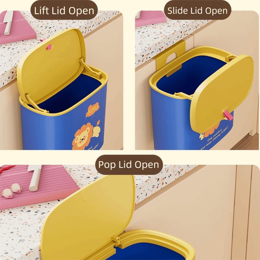 New 2 Type Kitchen Trash Bin Leak-Proof Space-Saving Wall-mounted Trash Can Candy Color with Lid Garbage Can Kitchen Use