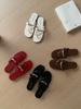 Flip-Flops Women'S Summer Metal Lock Flat Bottom Toe Fashionable Versatile Flip-Flops Women'S Shoes