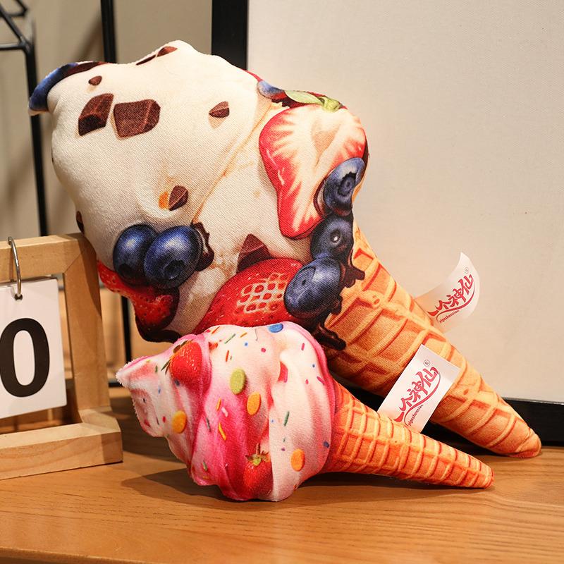 Simulation Ice Cream Plush Toy Soft Stuffed Food Delicious Dessert Doll Kids  Huggable Sleep Accompany Pillow Cushion Home Decor