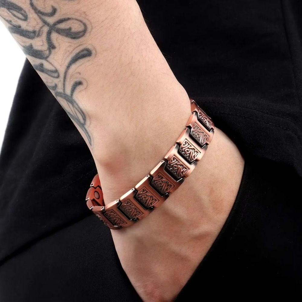 Rotkupfer Vollmagnetisches Armband Kreuzförmiges Herrenarmband Magnetsteinarmband Festival Party
