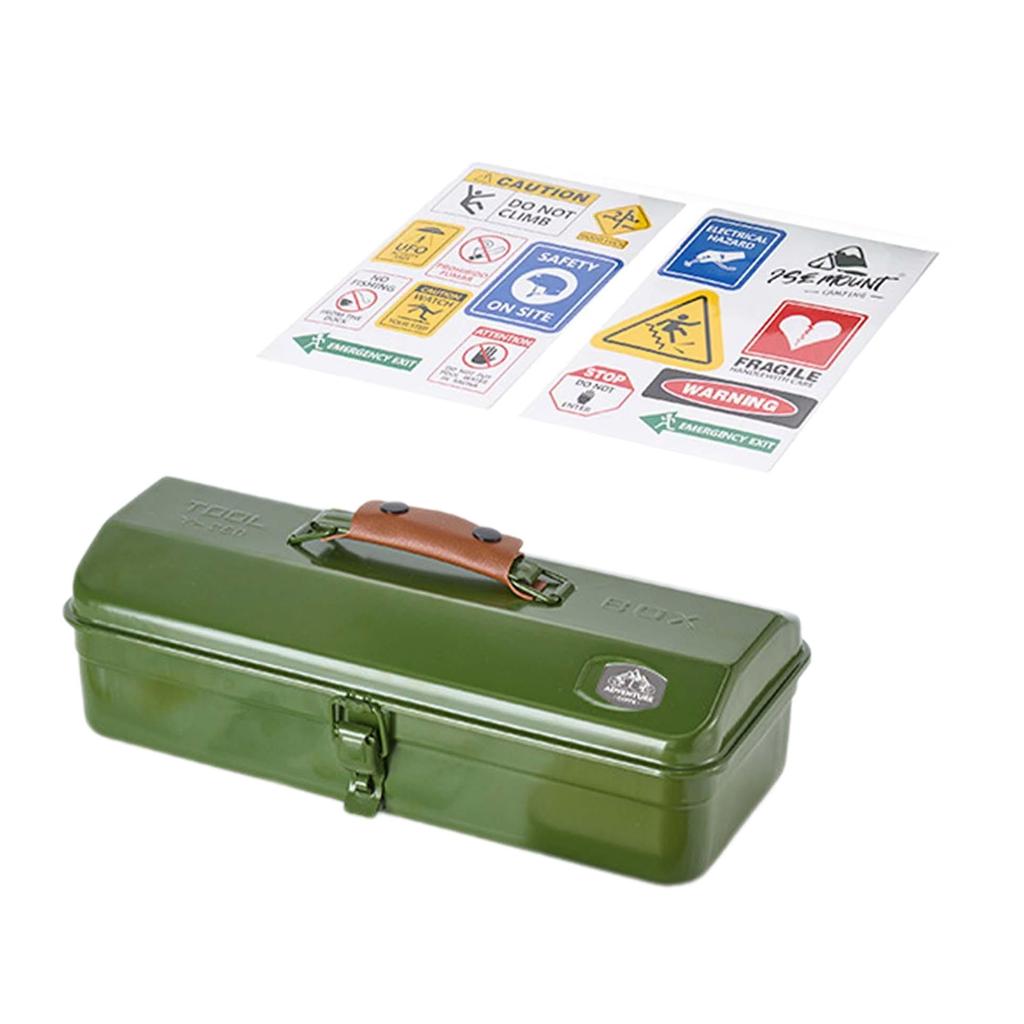 Metal Tool Box With Sticker Small Toolbox Portable Handheld Metal Storage Box Hip Roof Metal Tool Box for Outdoor