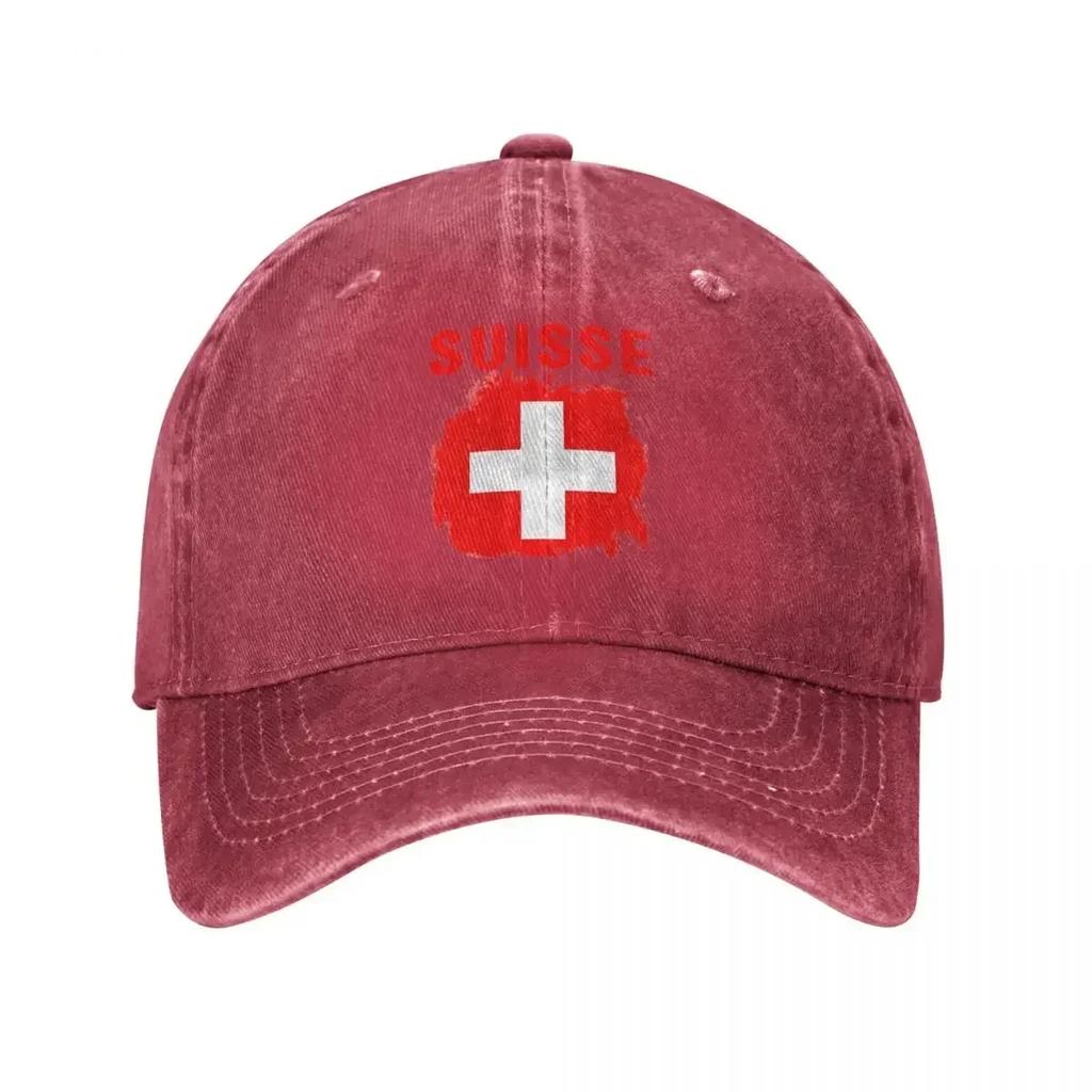 Suisse Switzerland Flag Baseball Caps Classic Distressed Denim Snapback Hat Unisex Outdoor Running Golf Caps Hat