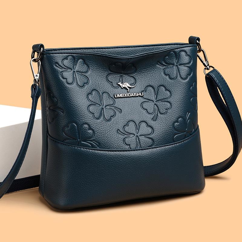 Forsyning Dameveske Bøtteveske Skulderveske Dame premium preget veske Douyin skulderveske Middelaldrende mammas veske