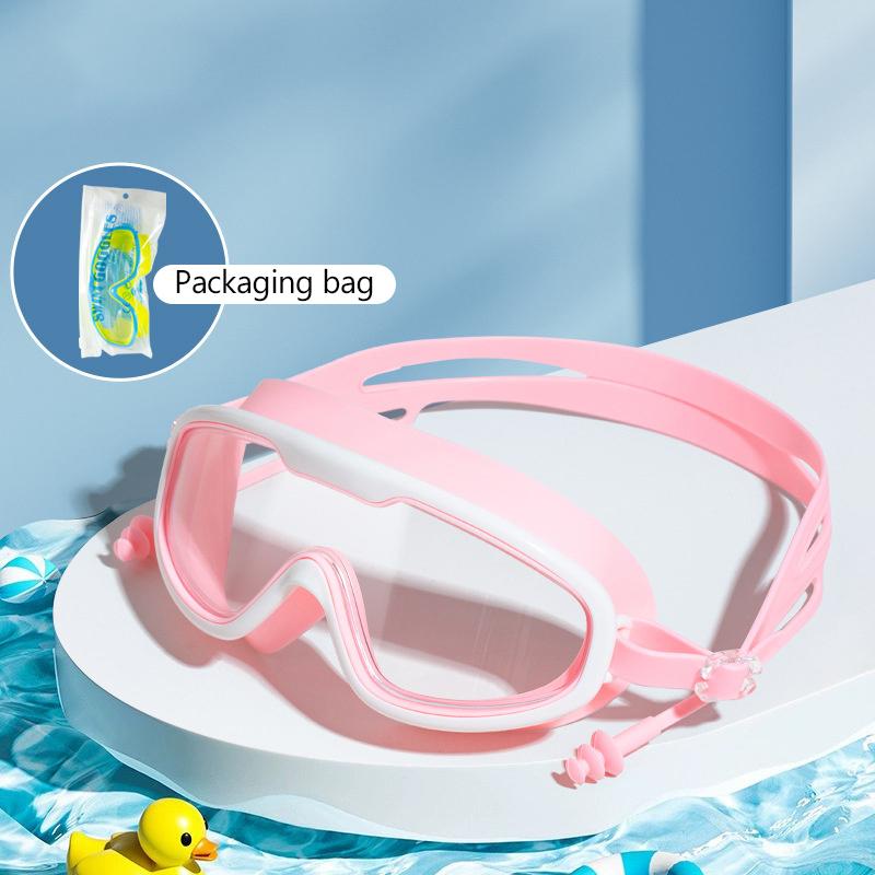 

Детские очки для плавания с большой оправой и берушами, детские очки для плавания с защитой от запотевания, для мальчиков и девочек, для бассейна, пляжа