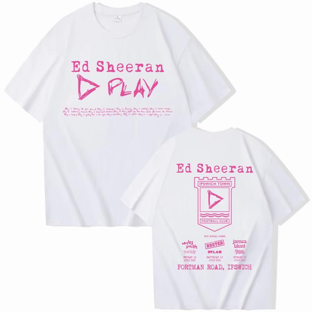 Ed Sheeran Play Tour Cotton Printed T-shirt Summer Men Women T Shirts Streetwear Hip Hop Ed Sheeran Merch Graphic Tee Tops