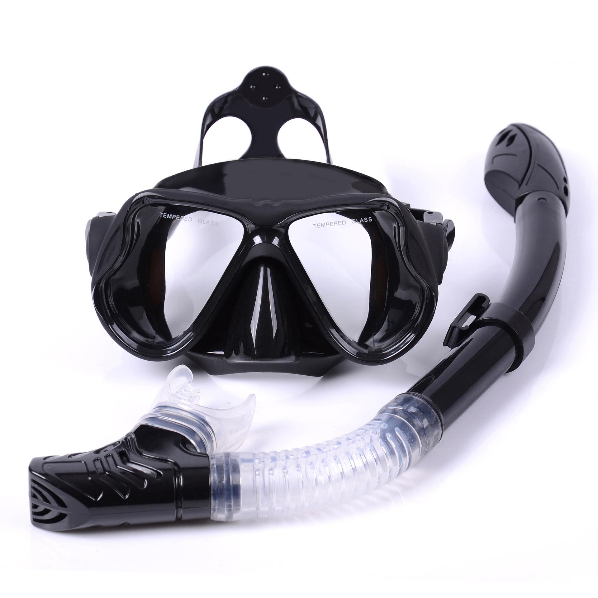 

Hot-selling diving equipment, liquid silicone diving goggles diving goggles + full dry breathing tube чёрный