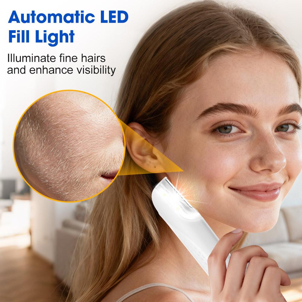 Sonic Lighted Electric Razor Shaver for Eyebrow Facial Hair Removal, Flawless Dermaplaning Tool with 6 Replacement Blades