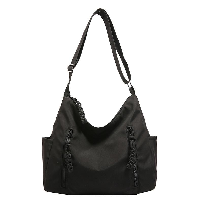 Large Capacity Nylon Shoulder Tote Bag With Inner Pouch And Soft Structure For Students
