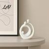Minimalist Home Decor 3D Printed Abstract Holy Family Statue White Circular Embracing Art Sculpture Modern High-end Furnishings Aesthetic