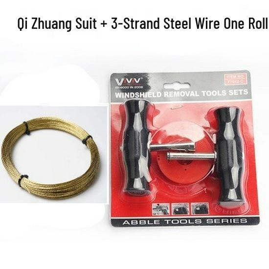 Car Windshield Removal & Installation Wire Saw Tool - Steel Wire Puller & Knife