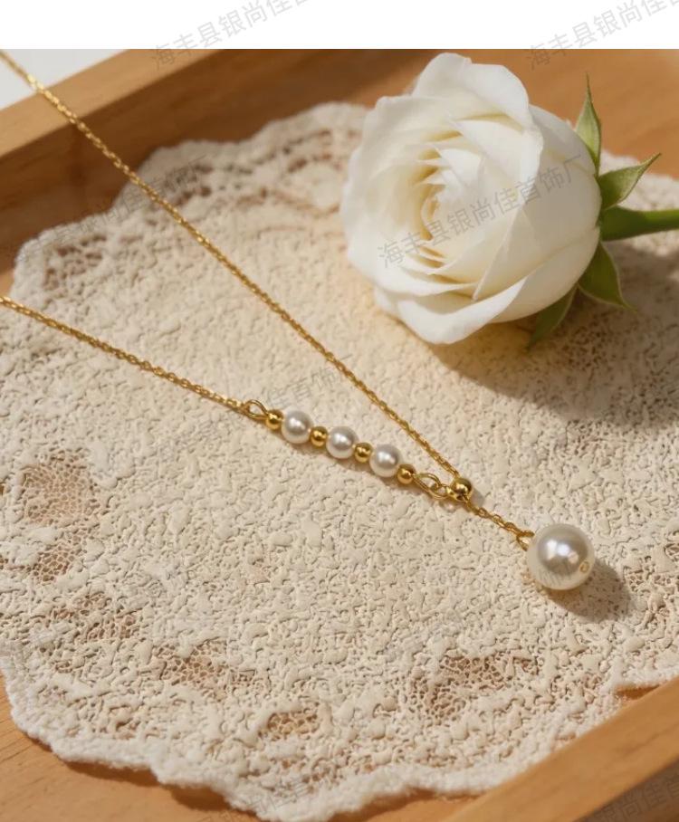 S925 Sterling Silver Adjustable Pearl Necklace - Women's Fashion Clavicle Chain