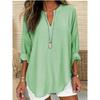 New Women's Long Sleeve T-shirt, Small V Stand Collar Button Drop Shoulder Curved Hem Tops for Women, European Style Casual Ladies Clothing