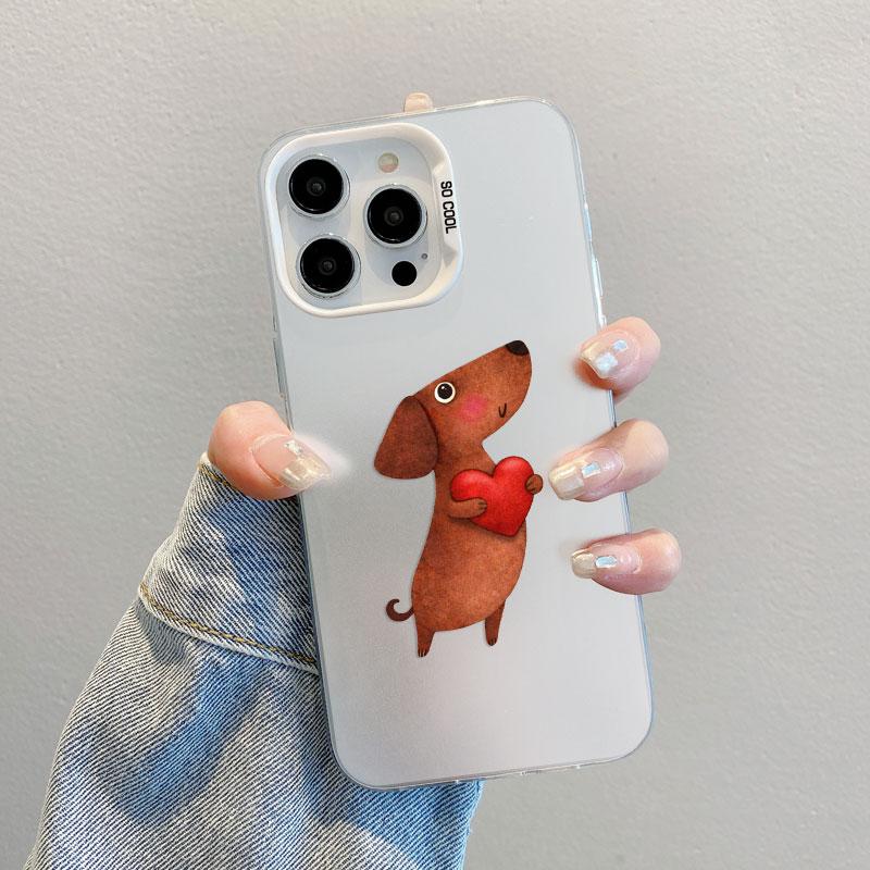 Funny Dancing Dachshund Sausage Dog Pattern Laser Phone Case For iPhone 17 Pro Max 15 16 14 Pro Max 13 11 12 Mini Pro Max Covers