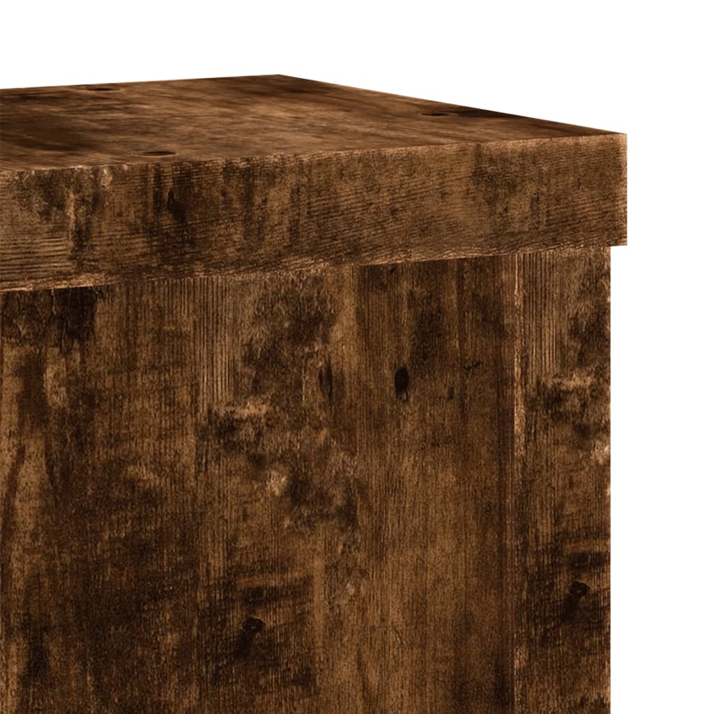 Plant Stand Set 2 pcs Smoked Oak 10 x 10 x 18 cm Wood Based Material