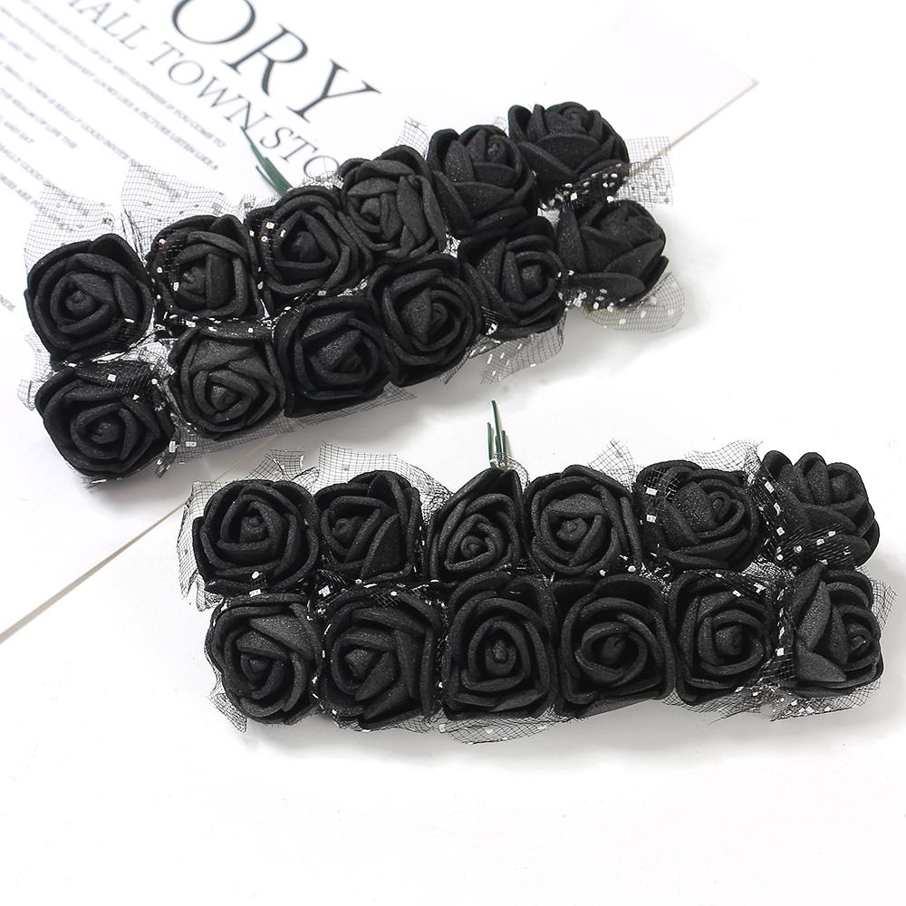 12/36/60Pcs Rose Artificial Flowers Bouquet Foam Fake Flowers Wedding Decoration for Home Room Decor DIY Craft Gifts Accessory