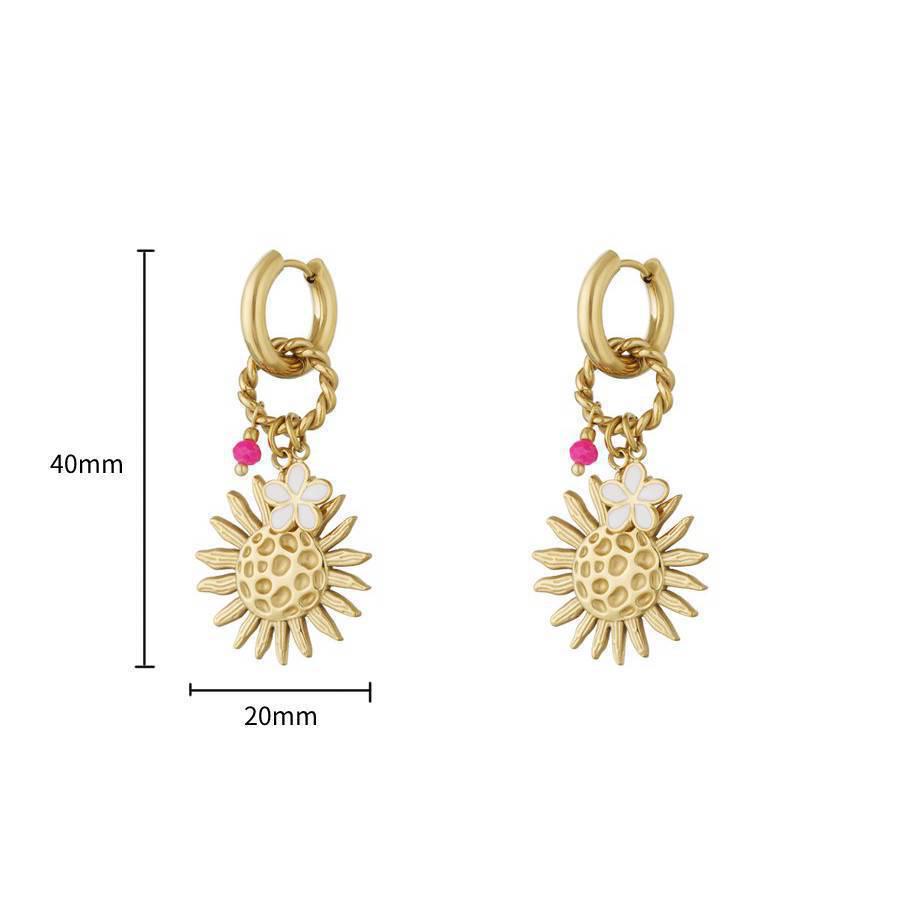 18K Gold-Plated Stainless Steel Crab Flower Ocean Earrings