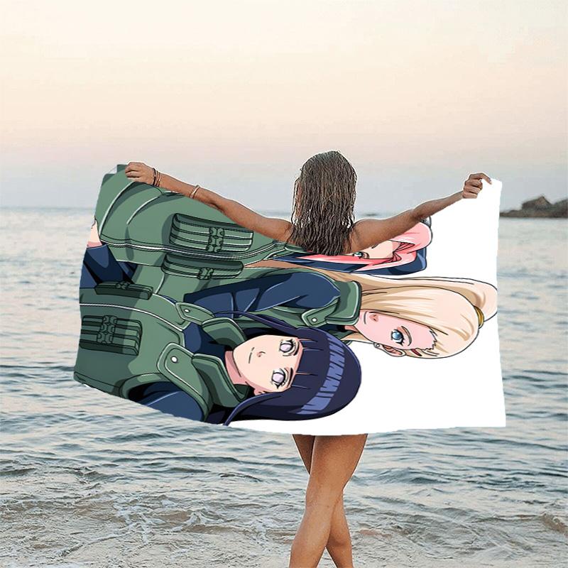 1pc NARUTO Beach Towel, Beach and Seaside Swimming Pool Equipment, Fashion Pattern, Rectangular, Travel Essentials