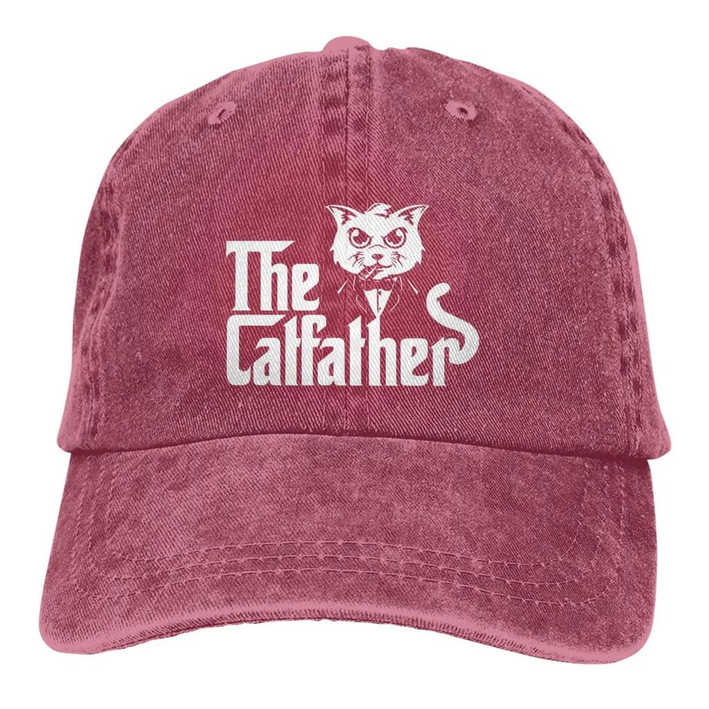 The Catfather Men's Hat Vintage Cotton Washed Baseball Caps Adjustable Low Profile Trucker Hat Gray