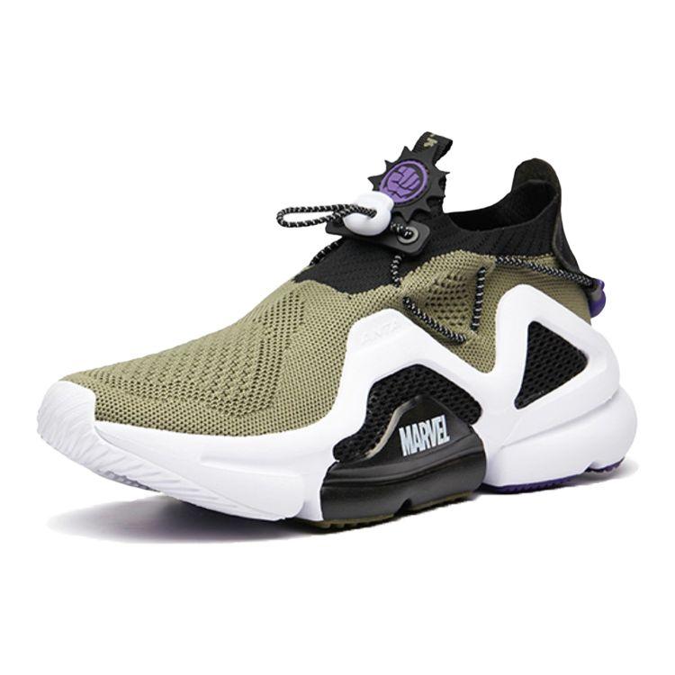 Anta Fabric Green Giant Shock Absorbing Non-Slip Wear-Resistant Breathable Low-Top Running Shoes Men sneaker White Black 91928811-8