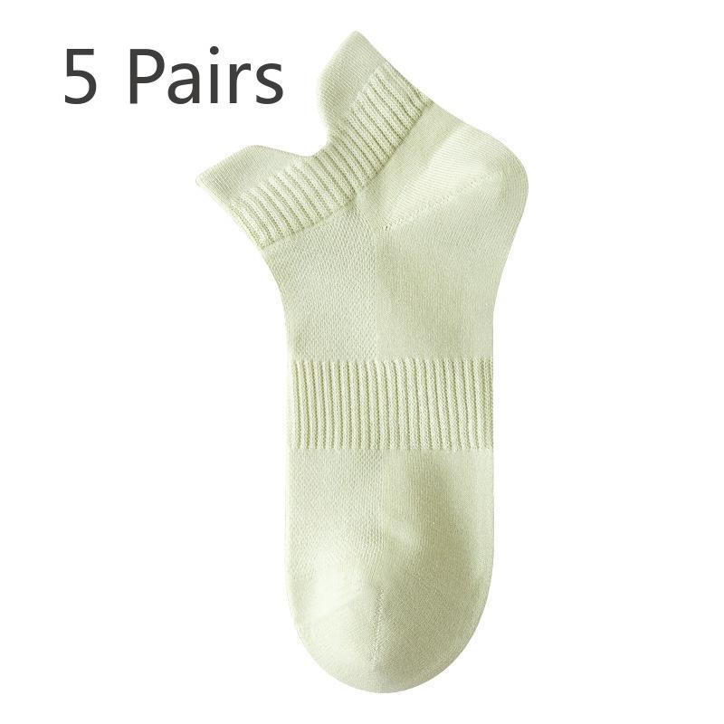 5 Pairs of Women's Summer Thin 7A Antibacterial Deodorant with Solid Color Breathable Socks