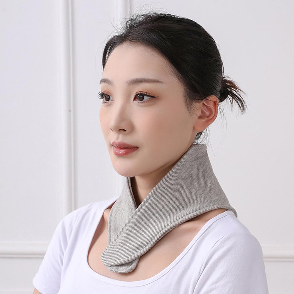 LFPWER Neck Warmer with Heat Pack Thin Cotton Neck Supporter with Two Heat Warms Pocket, Packs, Neck, Gray, CRNW066-GR-LP